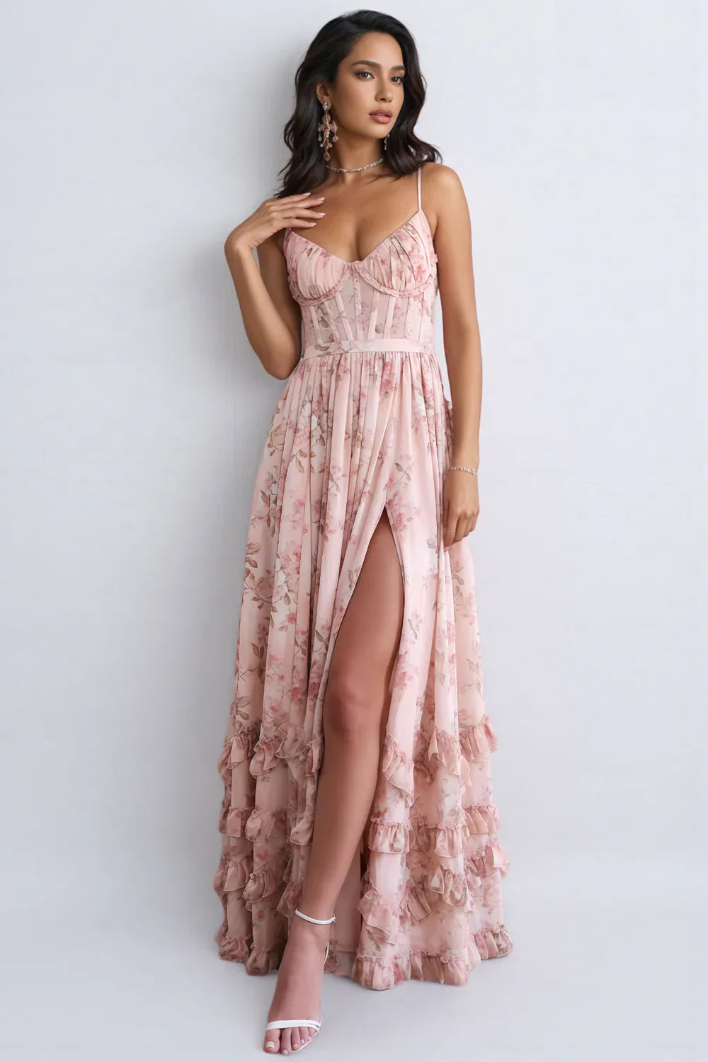 Camila | Women's Floral Maxi Dress with Side Slit