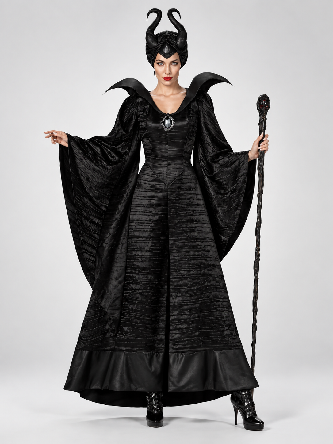 Hannah | Women's Gothic Witch Halloween Costume with Hooded Cloak and Dress