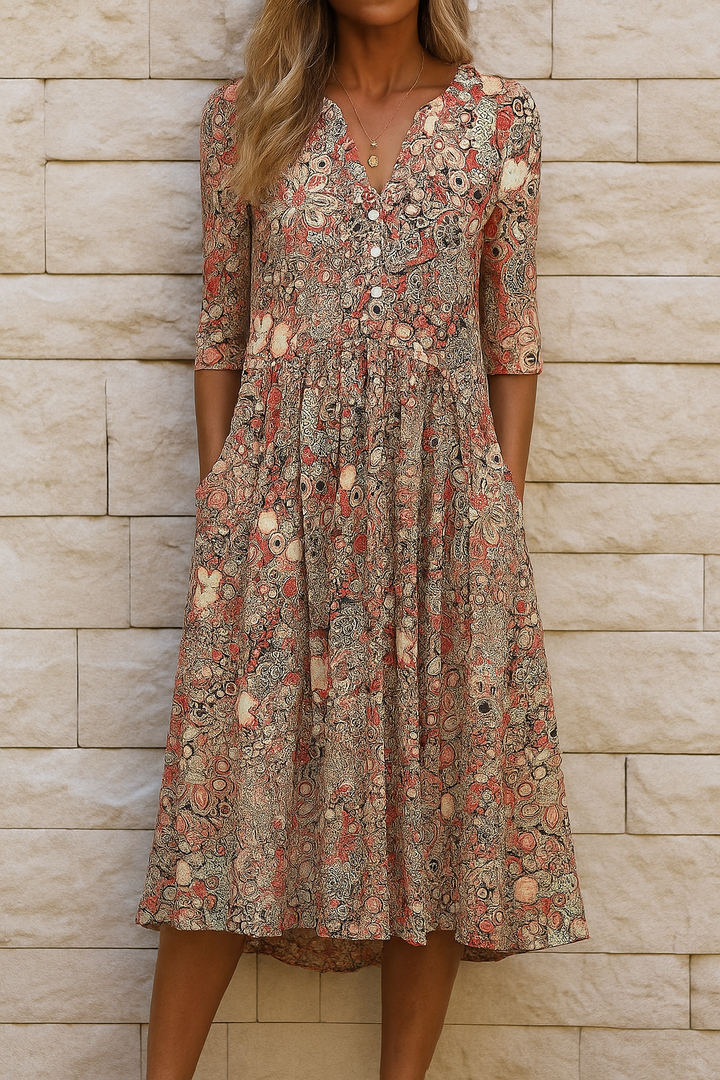 Borelia | Women’s V-neck Summer Floral Midi Dress