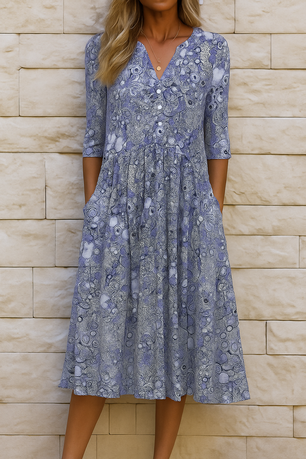Borelia | Women’s V-neck Summer Floral Midi Dress