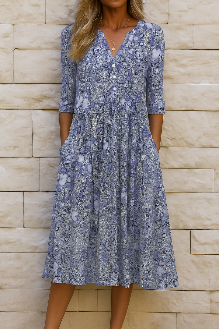 Borelia | Women’s V-neck Summer Floral Midi Dress