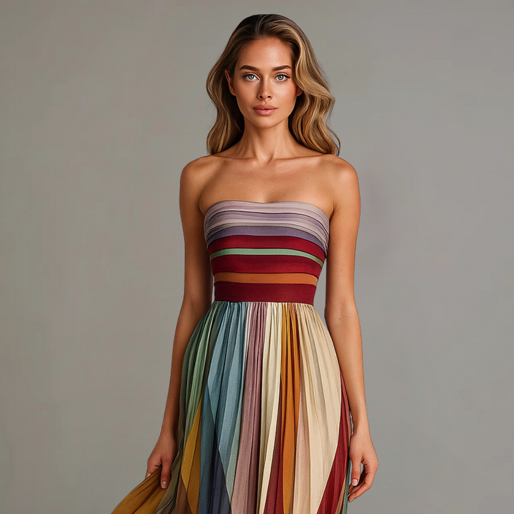 Melody | Women’s Strapless Pleated Maxi Dress