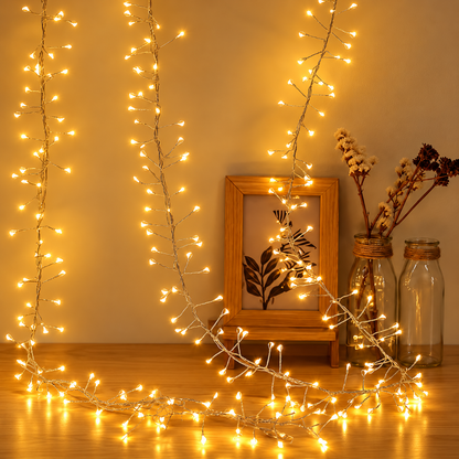 Christmas String Lights Remote-Controlled Warm White LED Cluster