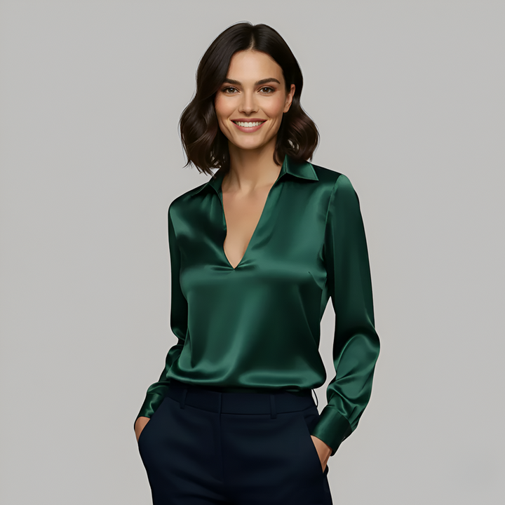 Sophie | Women's Casual Satin V-Neck Blouse