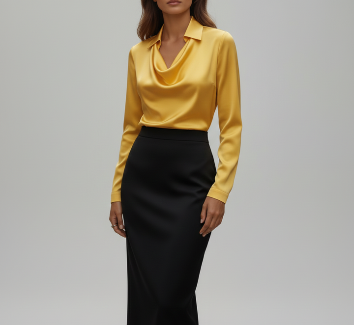 Molly | Women's Formal Satin Cowl Neck Blouse