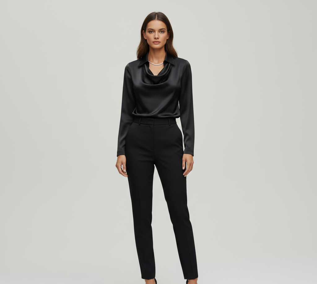Molly | Women's Formal Satin Cowl Neck Blouse