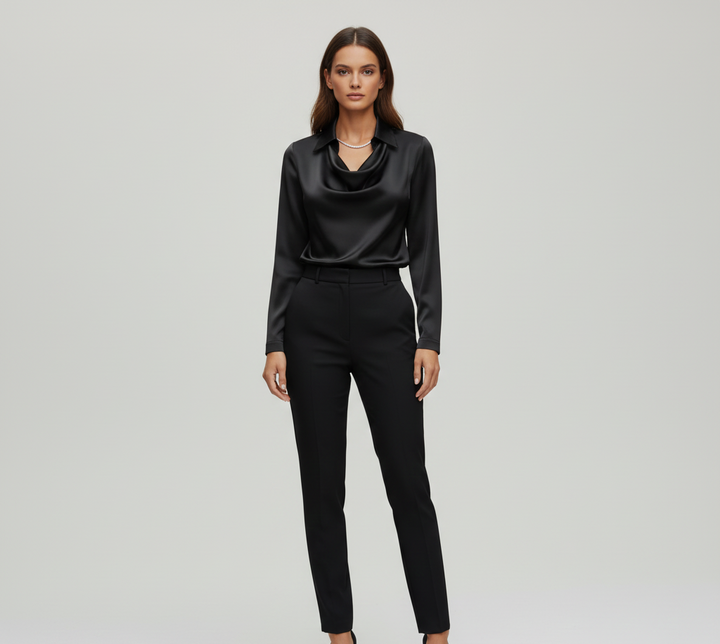 Molly | Women's Formal Satin Cowl Neck Blouse