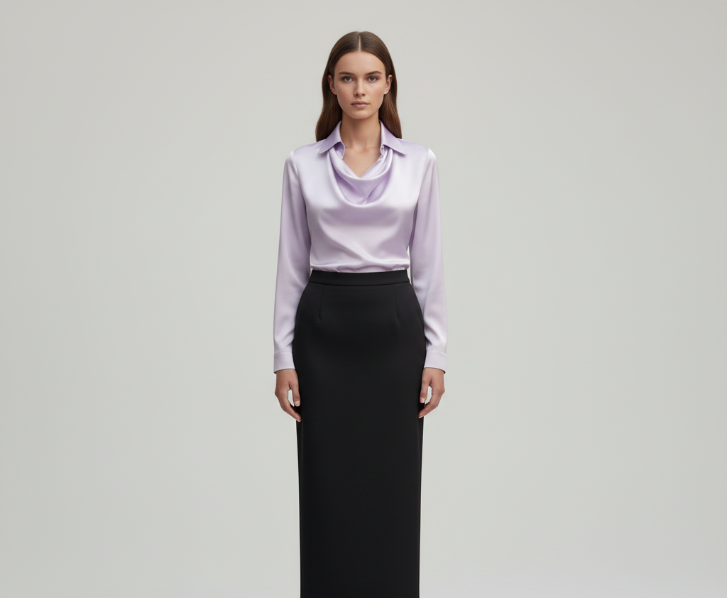 Molly | Women's Formal Satin Cowl Neck Blouse