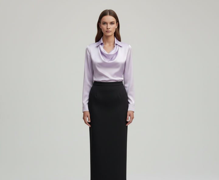 Molly | Women's Formal Satin Cowl Neck Blouse