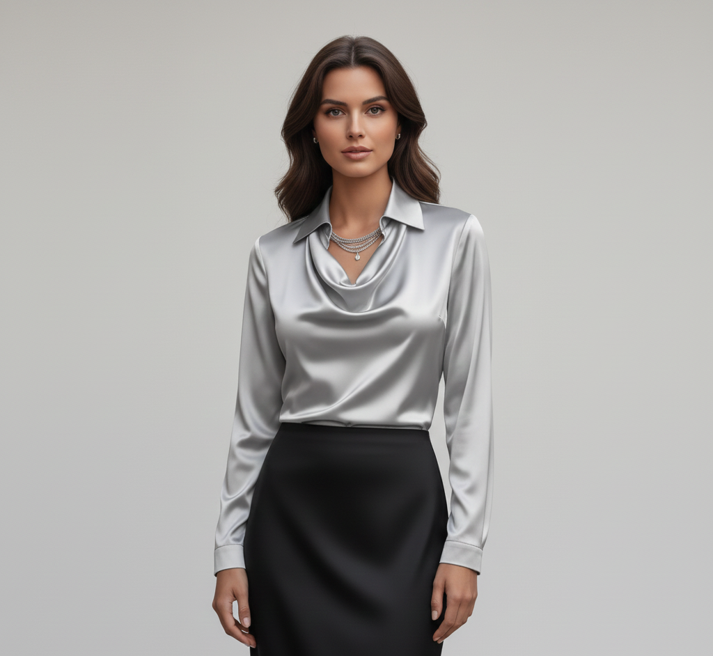 Molly | Women's Formal Satin Cowl Neck Blouse