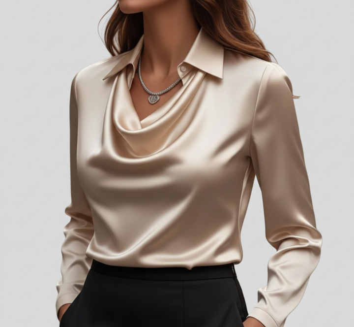Molly | Women's Formal Satin Cowl Neck Blouse