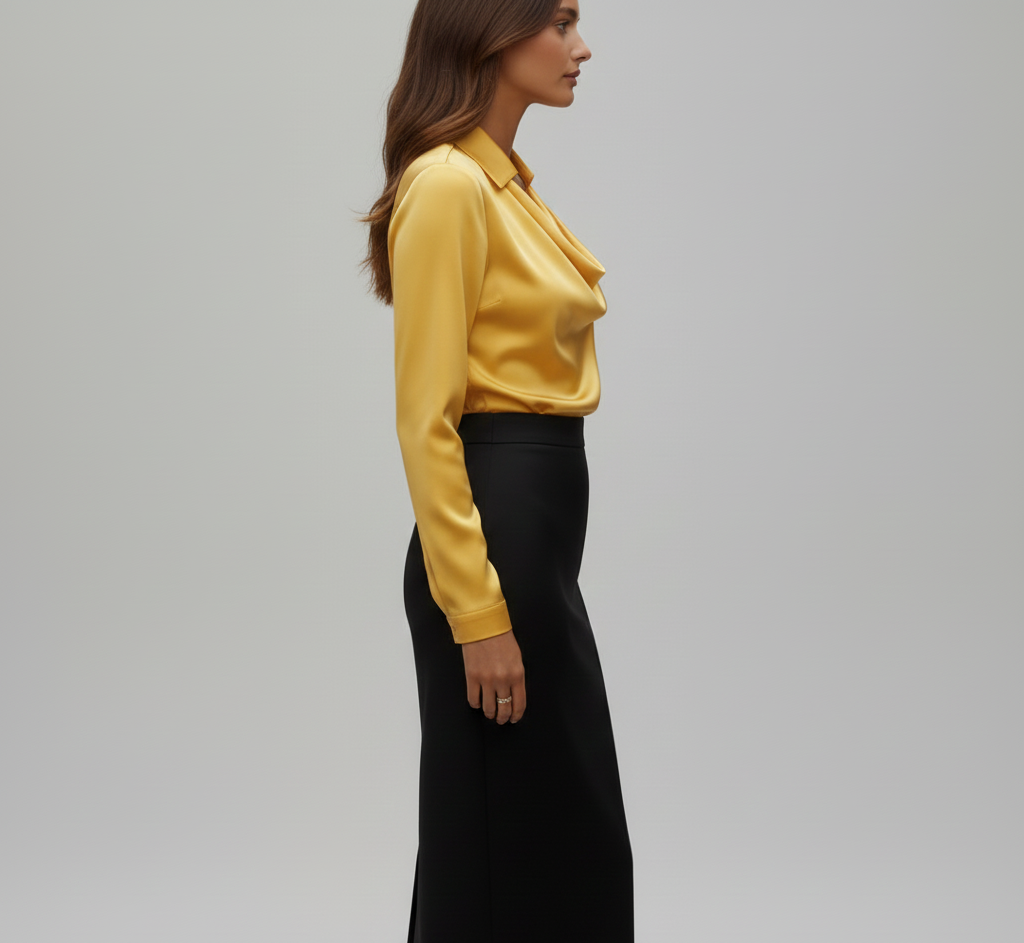 Molly | Women's Formal Satin Cowl Neck Blouse