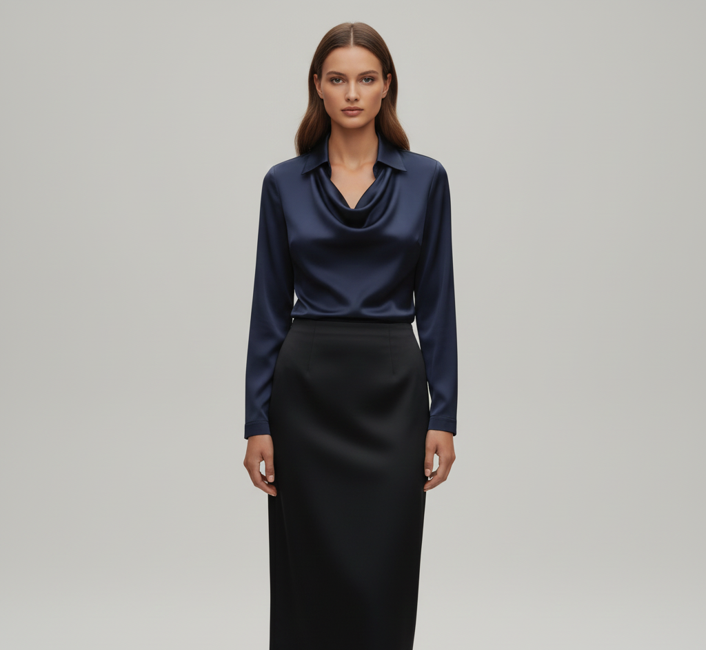 Molly | Women's Formal Satin Cowl Neck Blouse