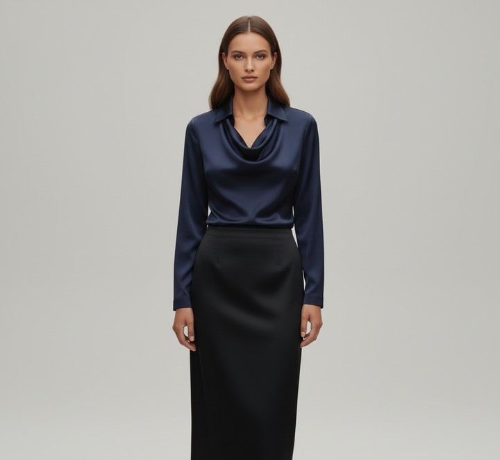 Molly | Women's Formal Satin Cowl Neck Blouse