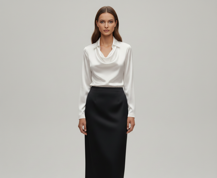 Molly | Women's Formal Satin Cowl Neck Blouse