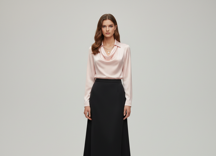 Molly | Women's Formal Satin Cowl Neck Blouse