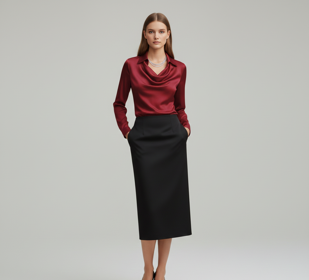 Molly | Women's Formal Satin Cowl Neck Blouse