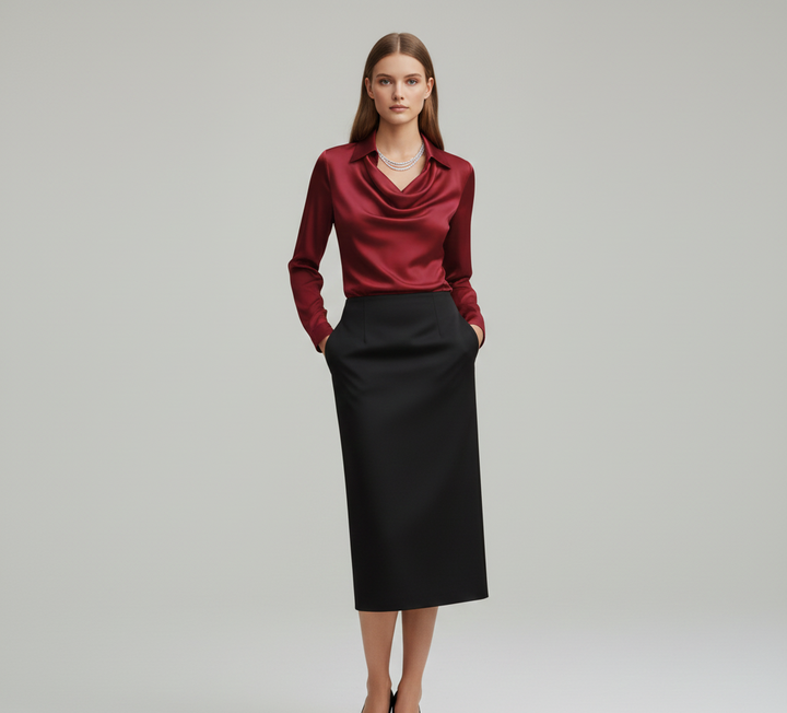 Molly | Women's Formal Satin Cowl Neck Blouse