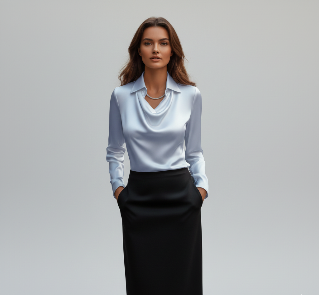 Molly | Women's Formal Satin Cowl Neck Blouse
