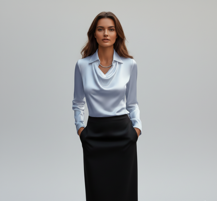 Molly | Women's Formal Satin Cowl Neck Blouse