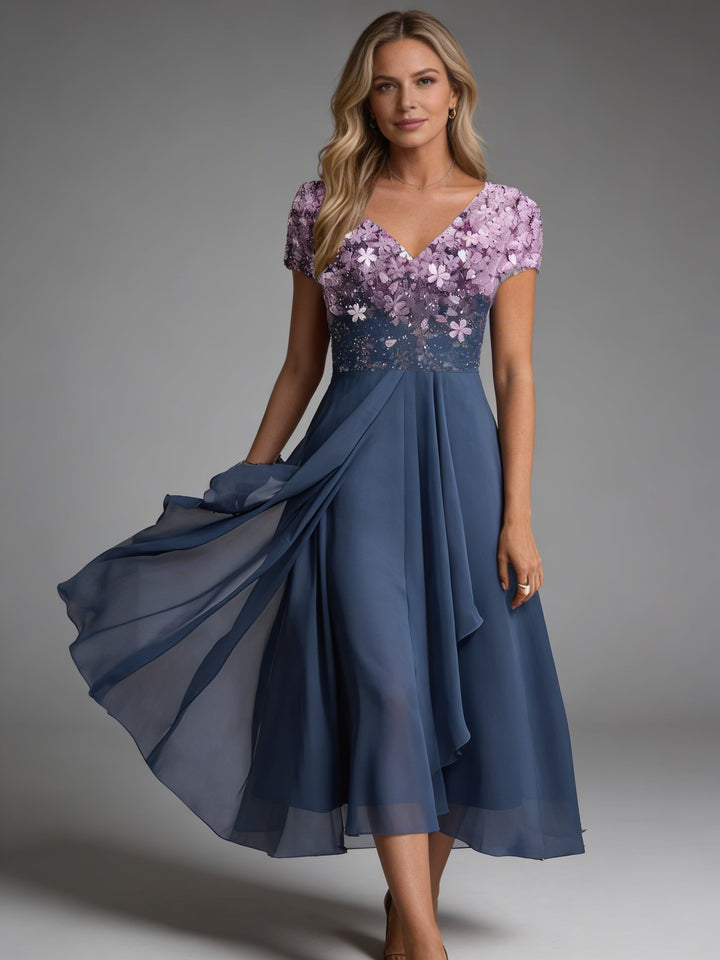 Lainey | Women’s Elegant V-Neck Floral Midi Dress
