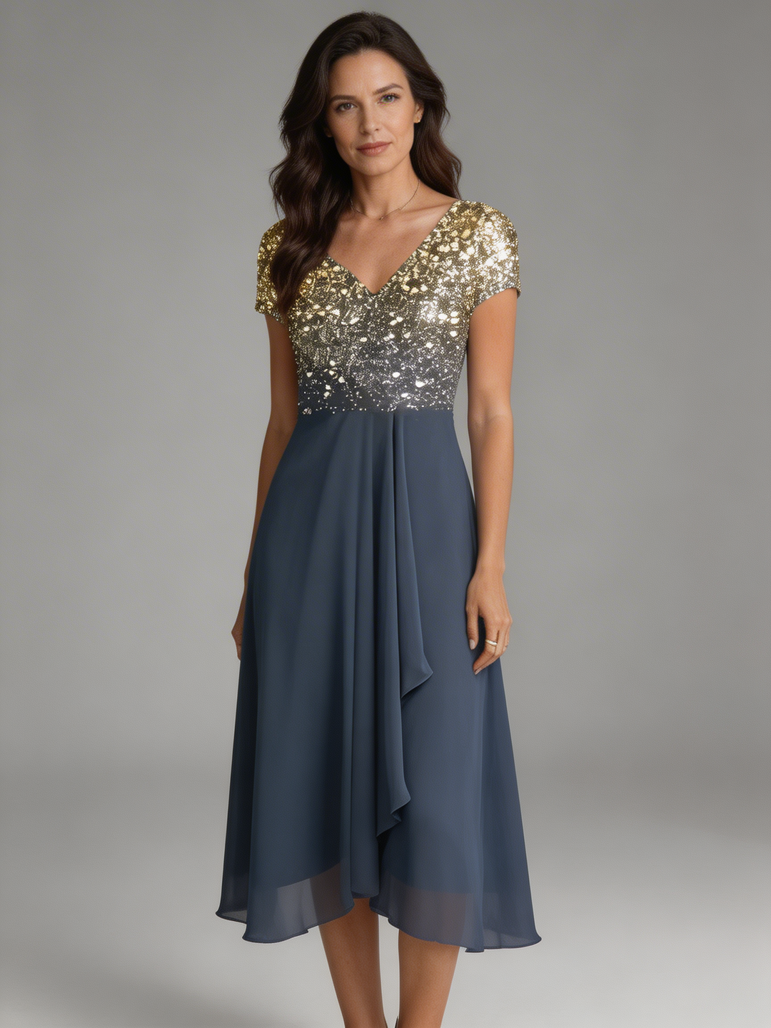 Lainey | Women’s Elegant V-Neck Floral Midi Dress