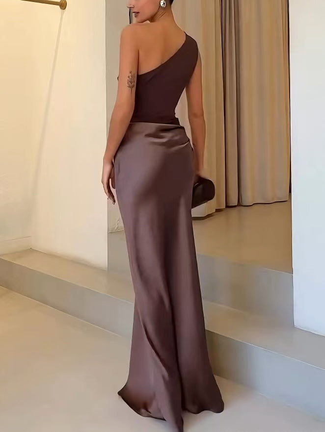 Romillya | Women’s One-Shoulder Draped Midi Dress