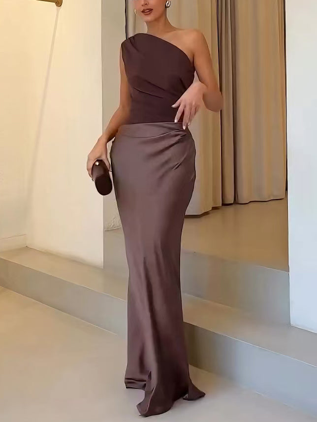 Romillya | Women’s One-Shoulder Draped Midi Dress