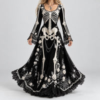 Michelle | Women's Halloween Black Skeleton Maxi Dress