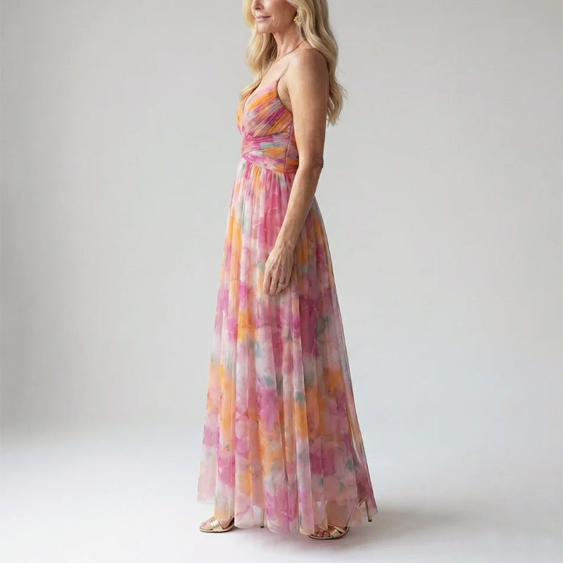 Britta | Women's Watercolor Long Evening Dress