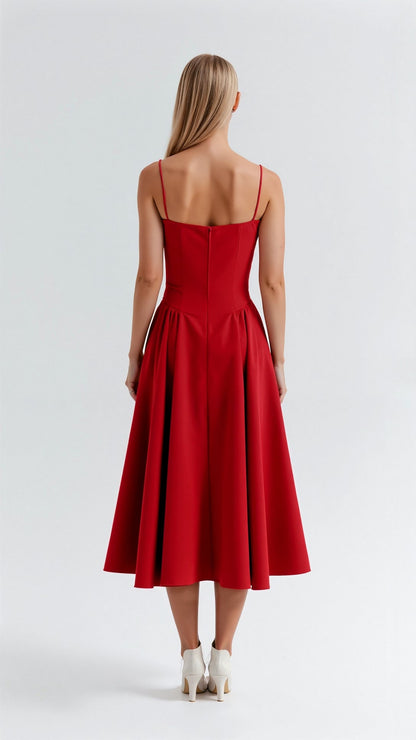 Cara | Women's Elegant A-Line Corset Midi Dress