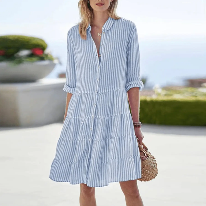 Ailani | Women's Midi Summer Shirt Dress with Stripes