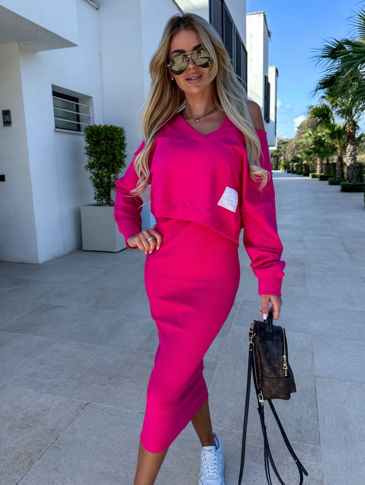Abigail | Women’s V-neck Two-Piece Midi Dress