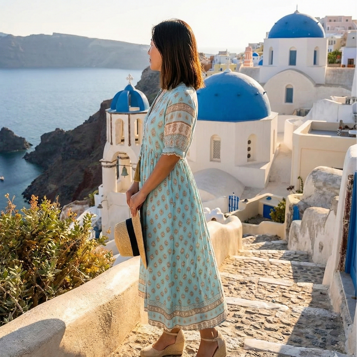 Zaneta | Women’s V-Neck Midi Summer Dress