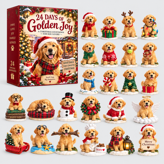 Golden Retriever Advent Calendar Festive Collectible Figurine Set