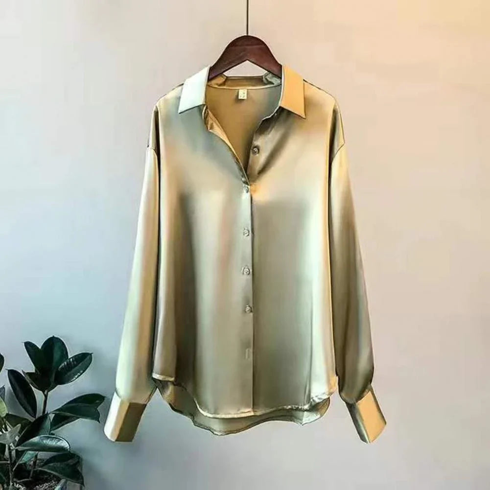 Faith | Women’s Elegant Satin Long Sleeve Blouse