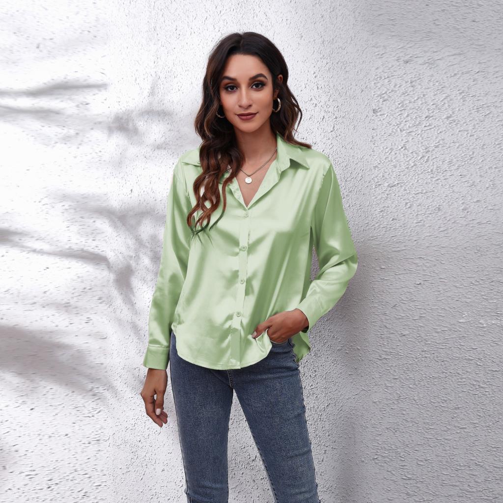Sterling | Women's Elegant Satin Notched-Collar Blouse