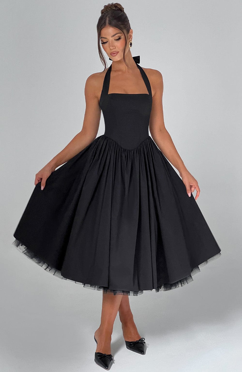 Isla | Women Chic Wedding Guest Halterneck Midi Dress