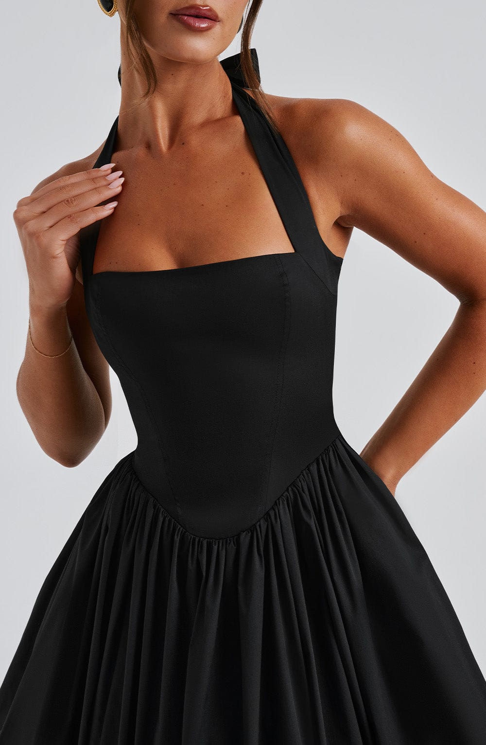 Isla | Women Chic Wedding Guest Halterneck Midi Dress