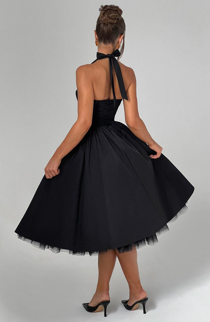 Isla | Women Chic Wedding Guest Halterneck Midi Dress