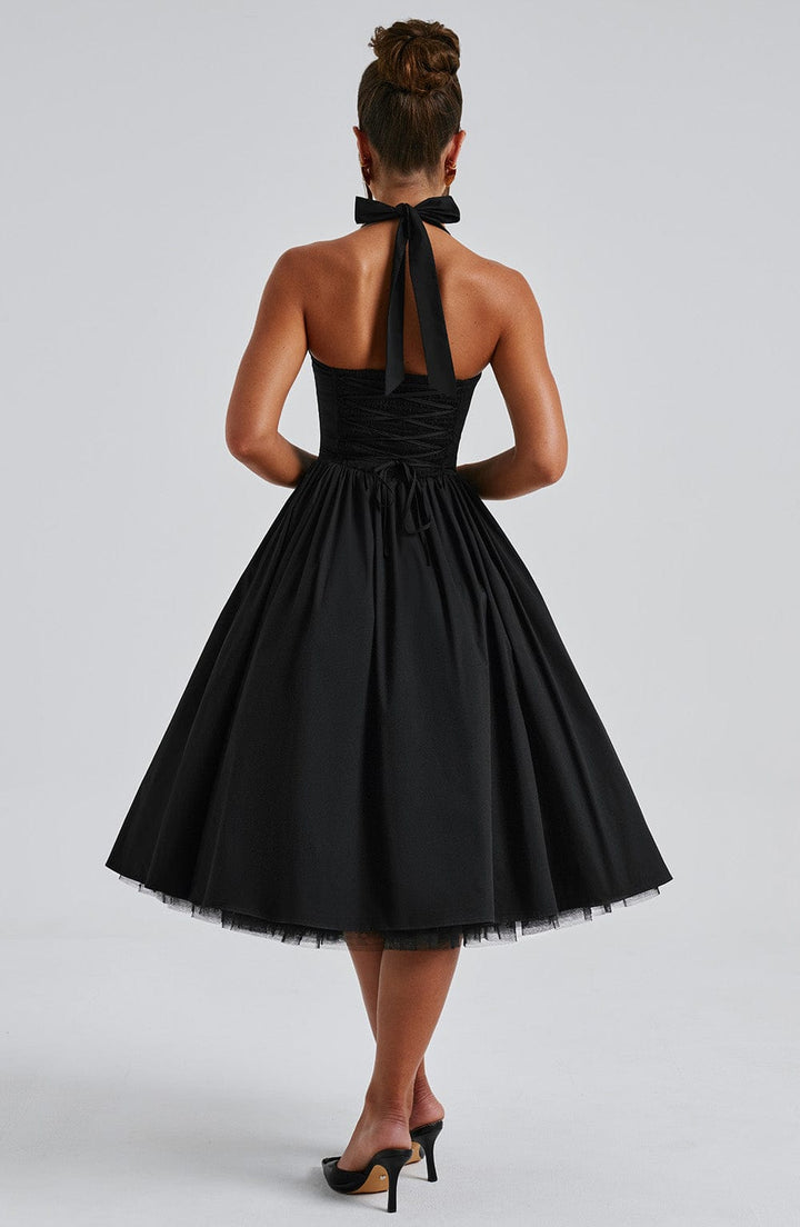 Isla | Women Chic Wedding Guest Halterneck Midi Dress