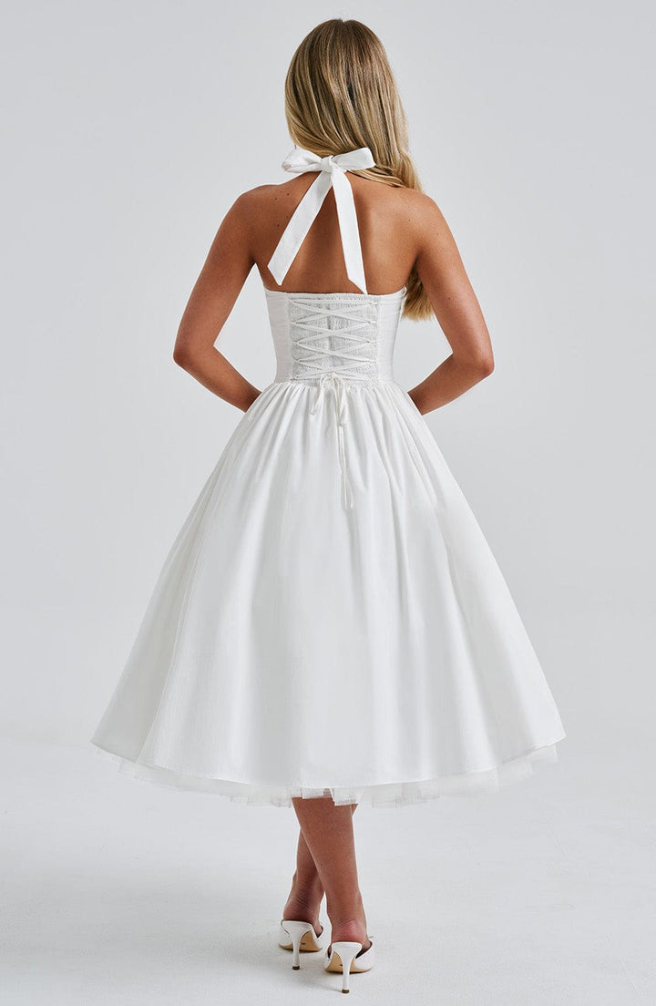 Isla | Women Chic Wedding Guest Halterneck Midi Dress