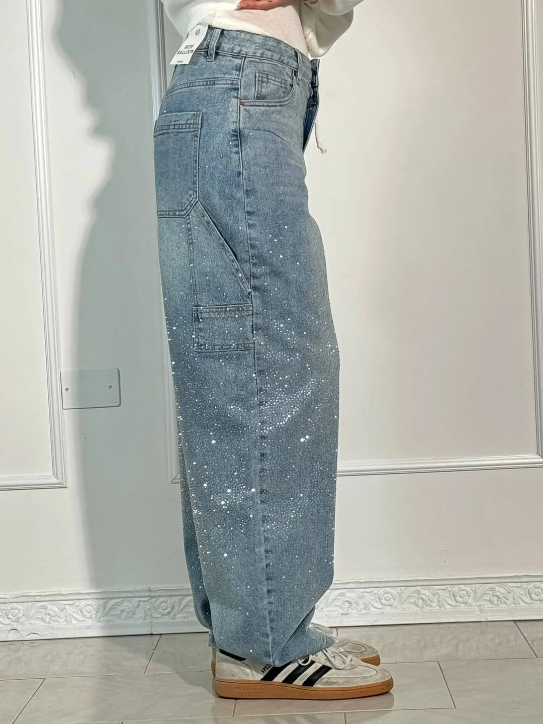 Cordelia | Women's Sparkly Wide Leg Sequin Trousers