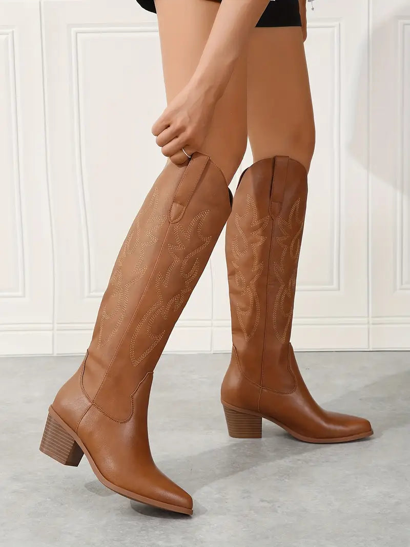 Hazel | Women’s Elegant  Knee High Cowboy Boots
