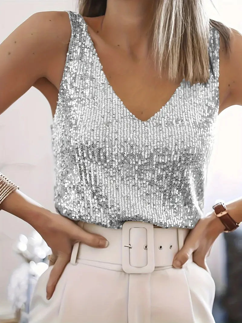 Kelowna | Women's Casual V-neck Glitter Top