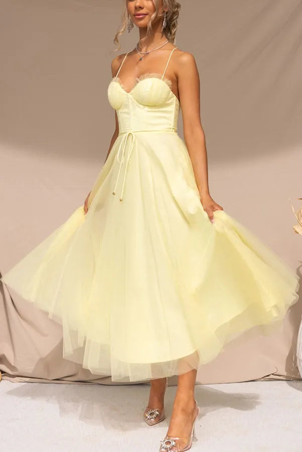 Marry | Women's Elegant Spaghetti Strap Midi Dress