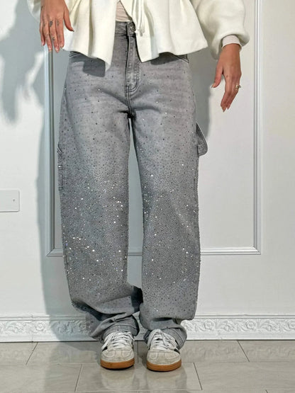 Cordelia | Women's Sparkly Wide Leg Sequin Trousers