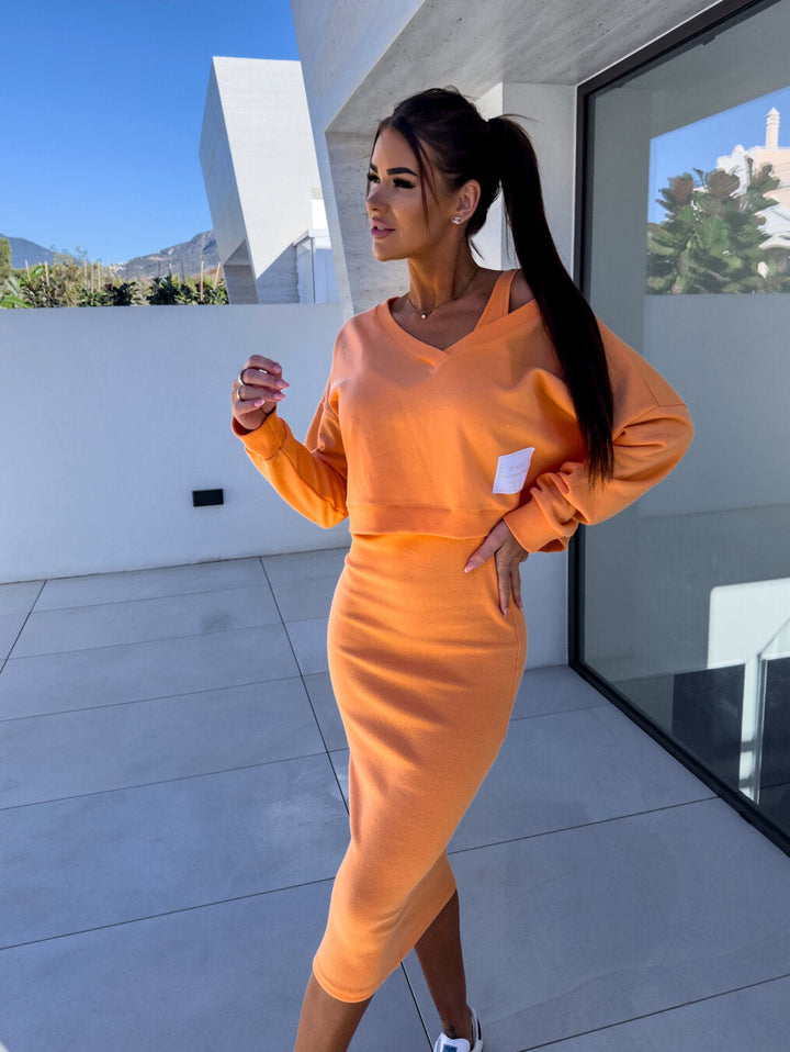 Abigail | Women’s V-neck Two-Piece Midi Dress