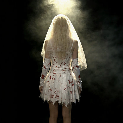 Madison | Women's Bloody Ghost Bride Halloween Costume with Veil and Corset Dress