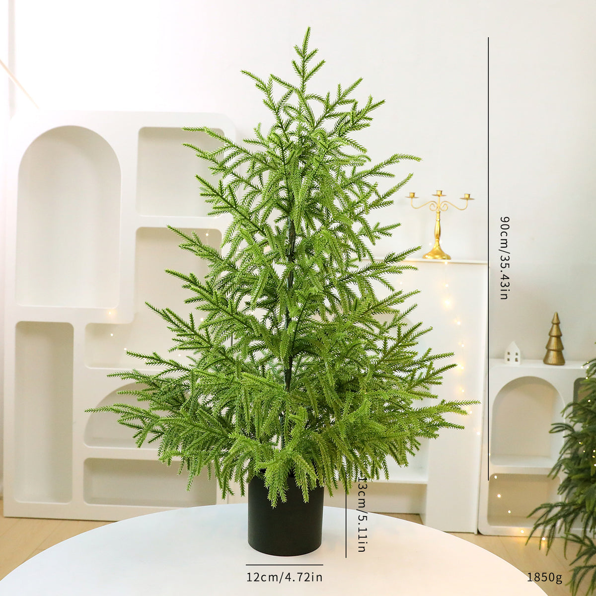Realistic Soft-Touch Tabletop Christmas Tree with Lights